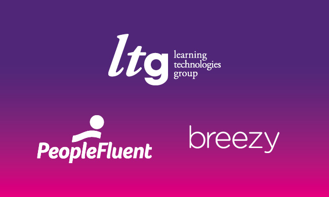 The logos on LTG companies PeopleFluent and Breezy HR